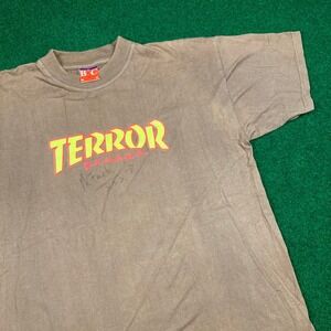 Vintage Terrorgruppe Shirt Mens L Brown German Punk Rock Band Promo Europe Y2K